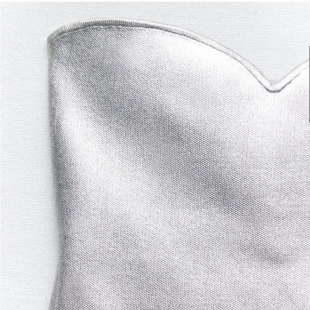ZARA Silver Foil Metallic Strapless Tube Top - Picture 5 of 9
